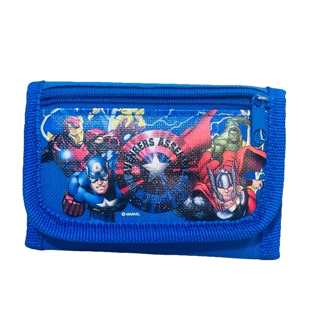 Disney Marvel Avengers Blue TriFold Wallet‎ ID Card Storage Zip Licensed Product